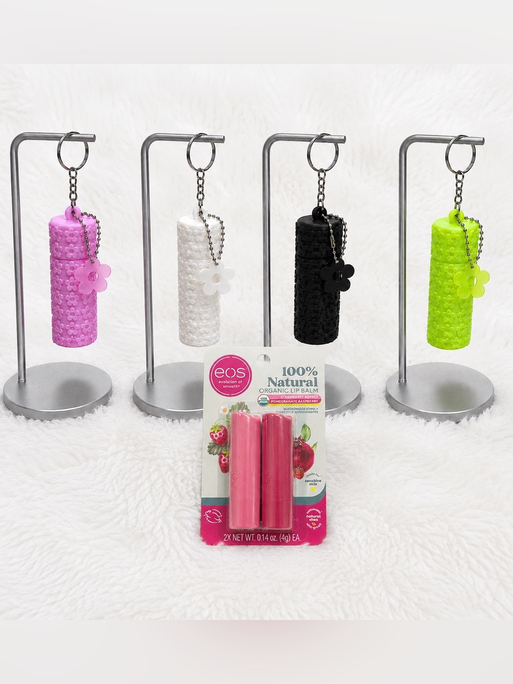 3D Printed Lip Balm Holder | 2 pack + 2 EOS Lip Balms | Custom Colors Available
